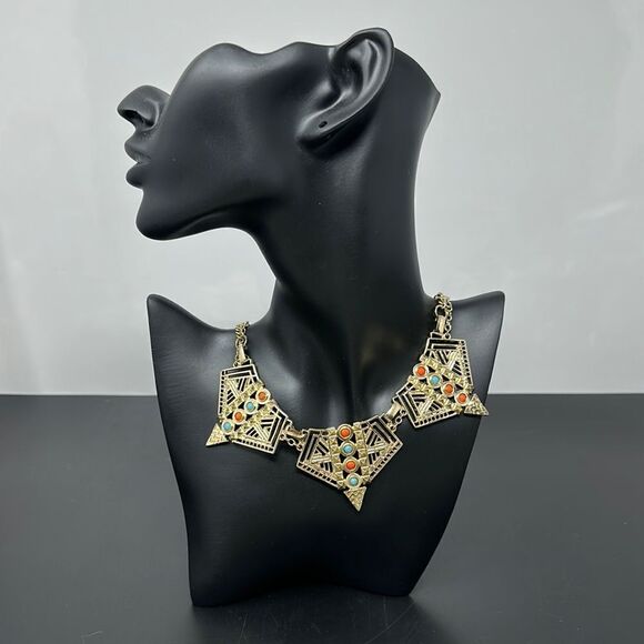 Statement necklace gold tone - Picture 1 of 2